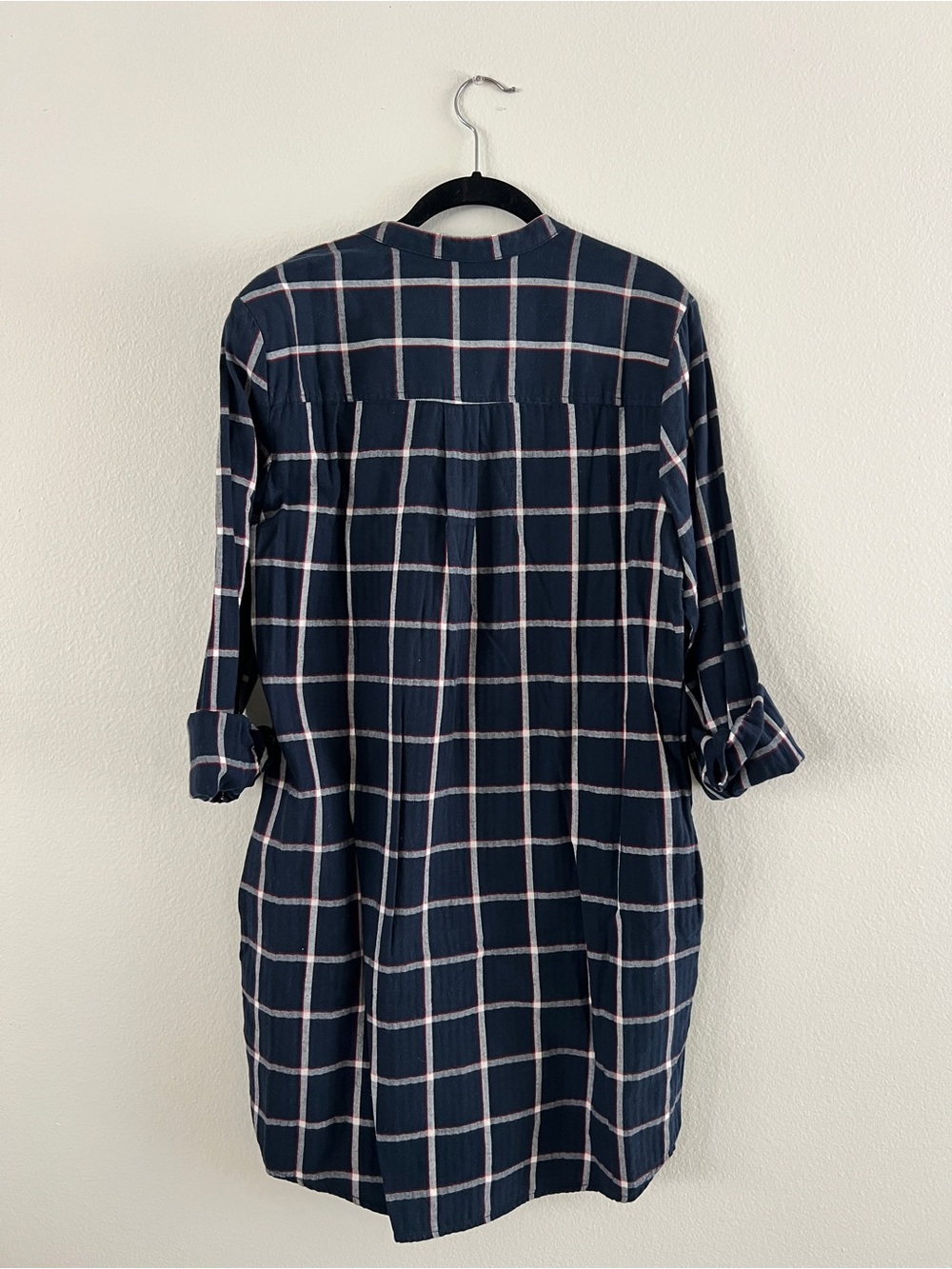 Abercrombie & Fitch | Navy Plaid Shirt Dress - Size L - Picture 3 of 5